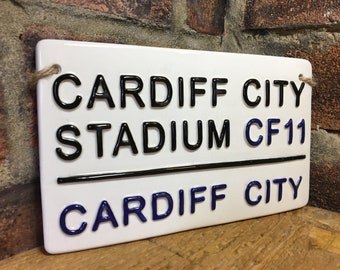 CARDIFF CITY-Football Sign-Football plaque-Man Cave-Dads Den-Home Bar signs-Games room-Welsh Football Clubs-Football grounds-Fathers Day