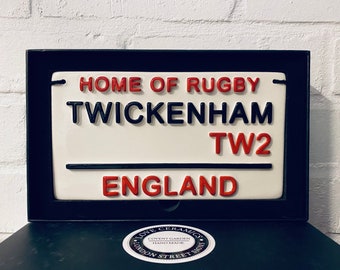 HOME OF RUGBY-Twickenham-Rugby-Sports Gifts-London Street Sign-Gifts for Rugby Fans-Signs For Dad-Gifts For Him-Six nations-Rugby gifts