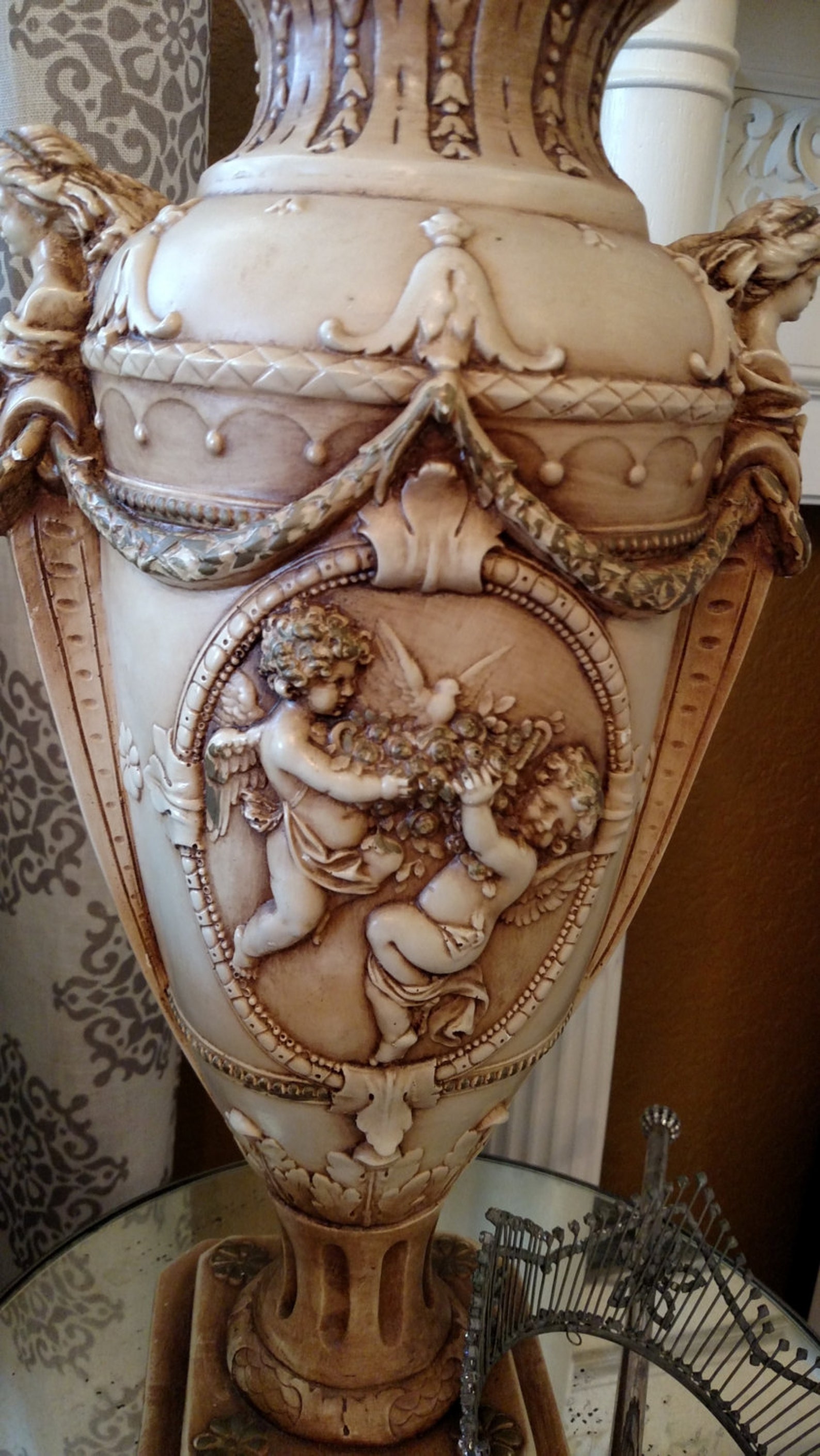 Gorgeous Large Vintage Marwal Chalkware Vase | Etsy