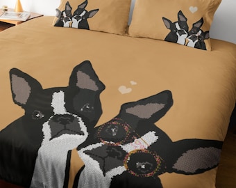 Boston Terrier Duvet Cover Dog Fun Personalized