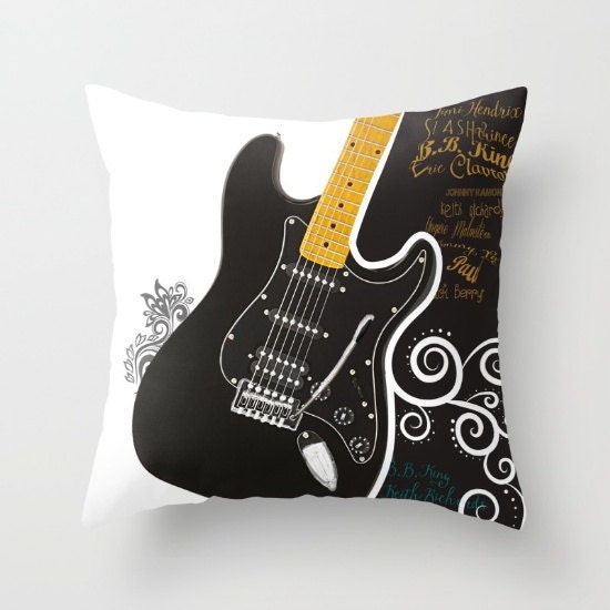 Electric Guitar Pillow – Rock Music Decor Cushion for Music Lovers