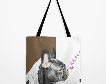 French Bulldog Bag Personalized Small medium large Frenchie Gift for Dog lovers Present teacher duffle bridesmaid friends Pet Illustration