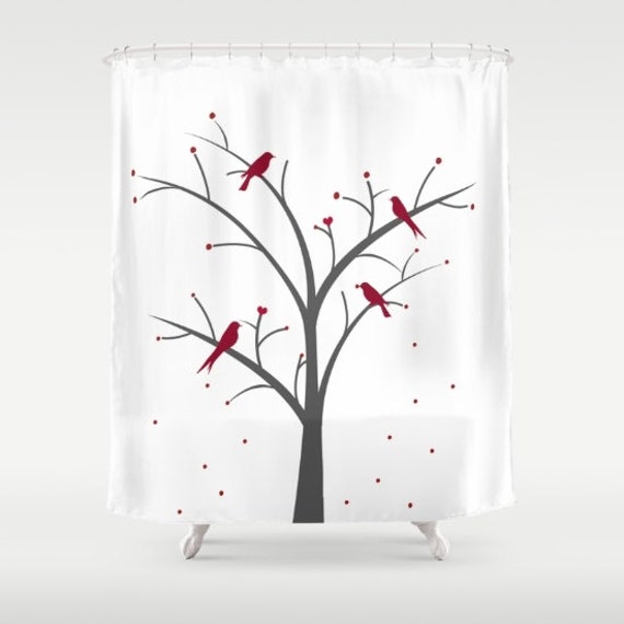 Tree With Birds Shower Curtain Personalized Cute Silhouette Etsy