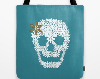 Sugar Skull Tote Bag Personalized color 13x13 16x16 18x18 Women Gift Birthday  Weekender Beach Market EveryDay Cute Duffle Gift for Women