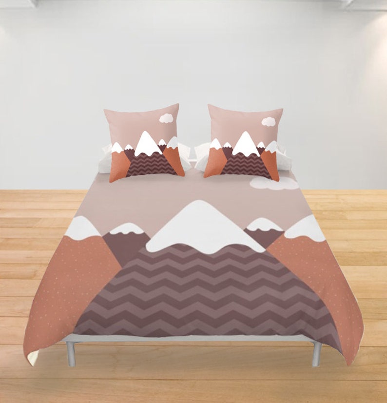 Woodland Duvet Cover Mountains Personalized Twin Full King Etsy