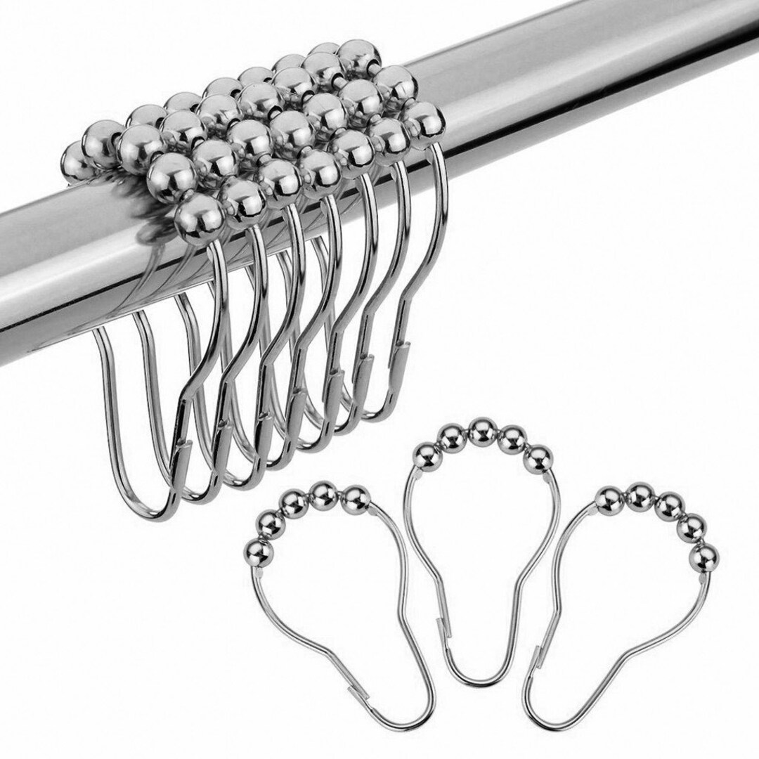 12 Piece Set Shower Curtain Rings Hooks Durable Rustproof Etsy
