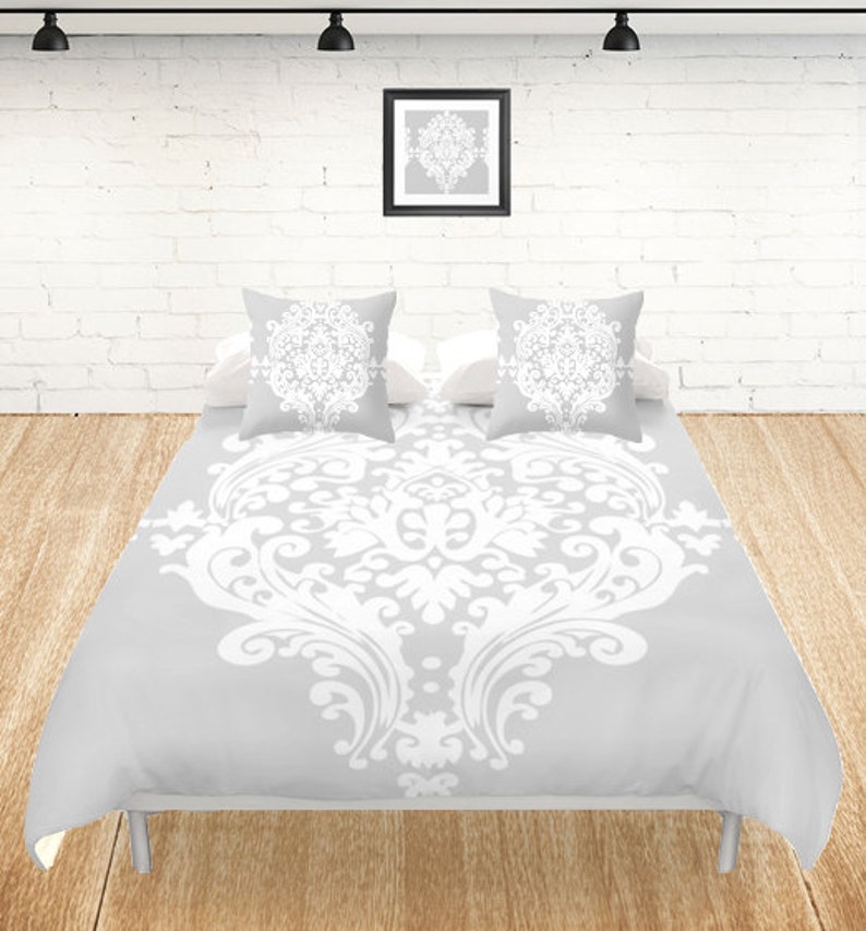 Damask Duvet Cover Pattern Personalized Color Floral Modern Etsy