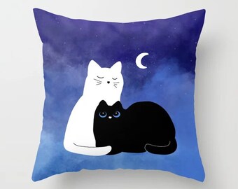 Cats Pillow Black and white
