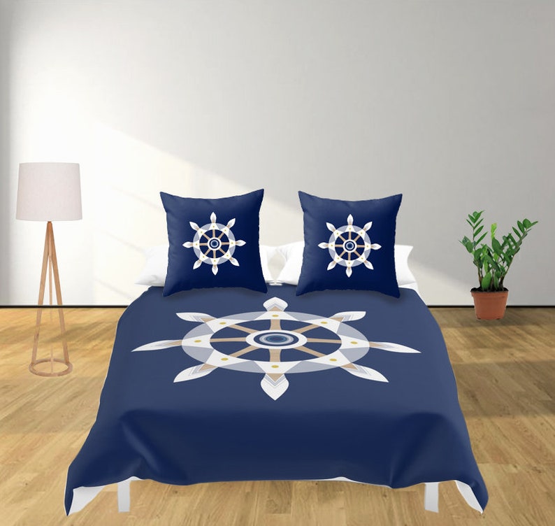 Nautical Duvet Cover Comforter Rudder Custom Twin Full Queen Etsy