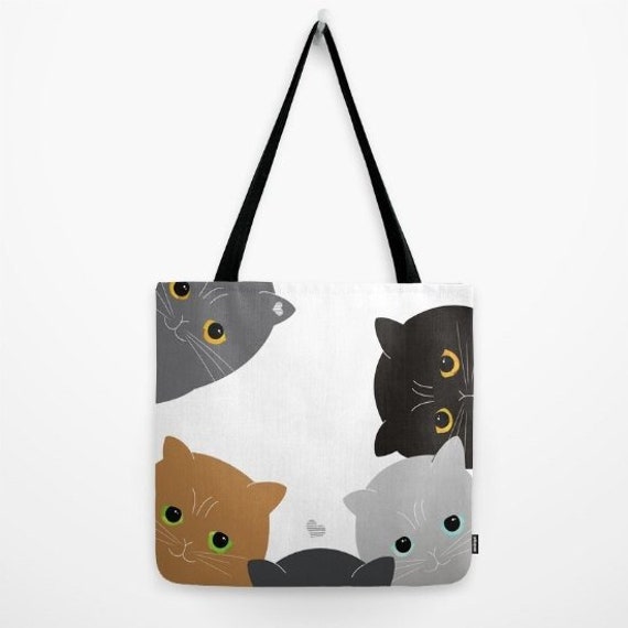Cats Tote Bag Animals Kitten Pets 13x13 16x16 18x18 Cute | Etsy
