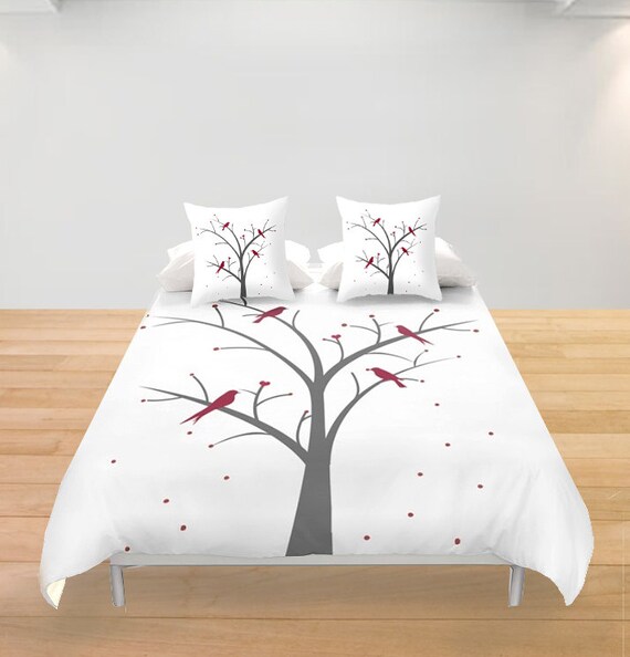 Trees With Birds Duvet Cover Custom Twin Full Queen King Etsy