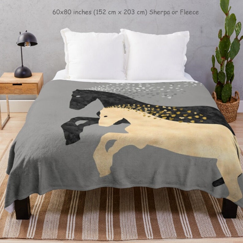 Throw Blanket Horses Animal Personalized Color 68x80 51x60 Etsy