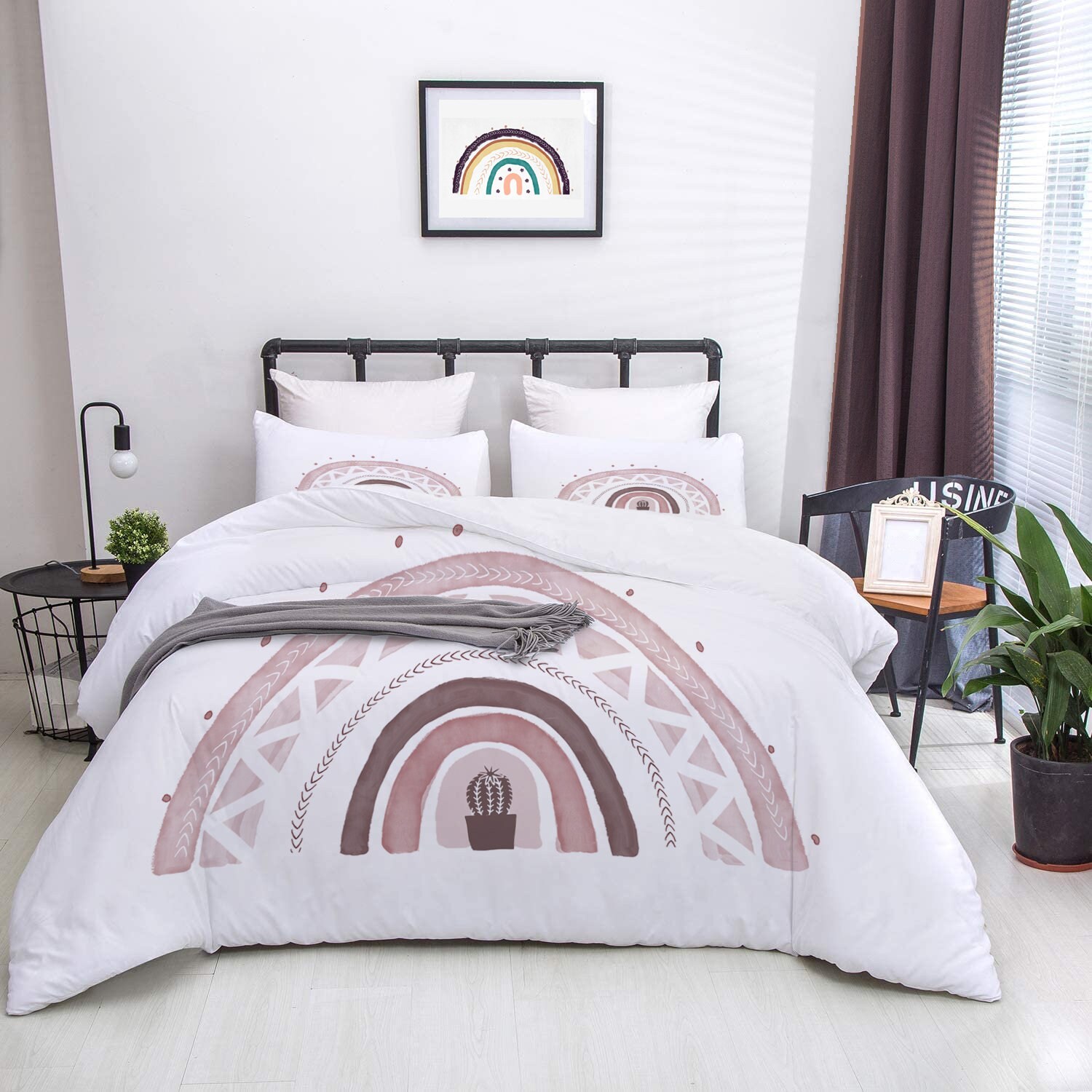 Neutral rainbow Bedding set Rainbow duvet cover Comforter Etsy