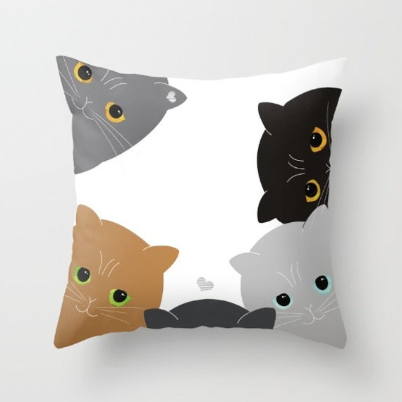 Cat Pillow Pets Feline Cushion 16x16 18x18 20x20 Black and Etsy