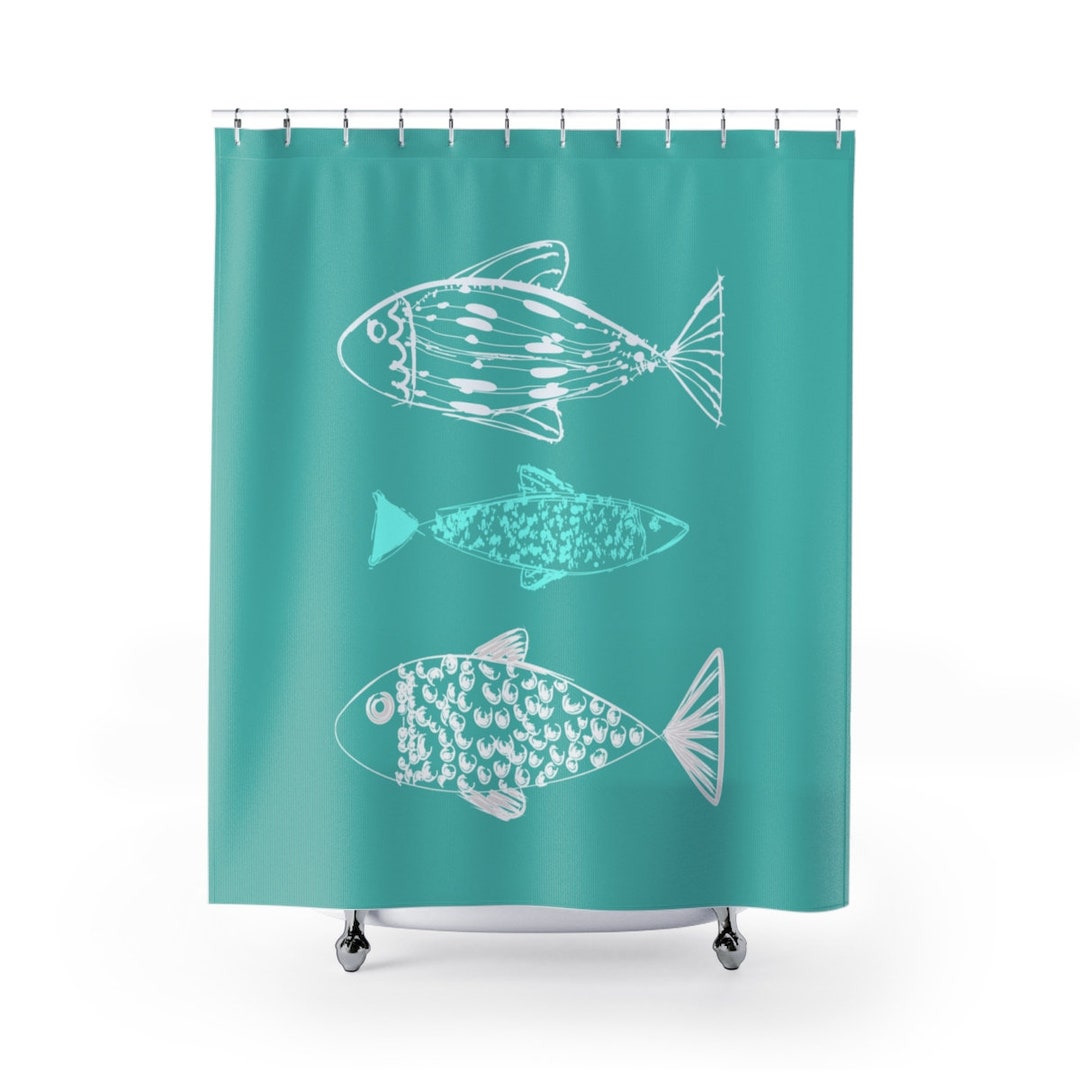 Fish Shower Curtain Shower Curtain Personalized Background Etsy