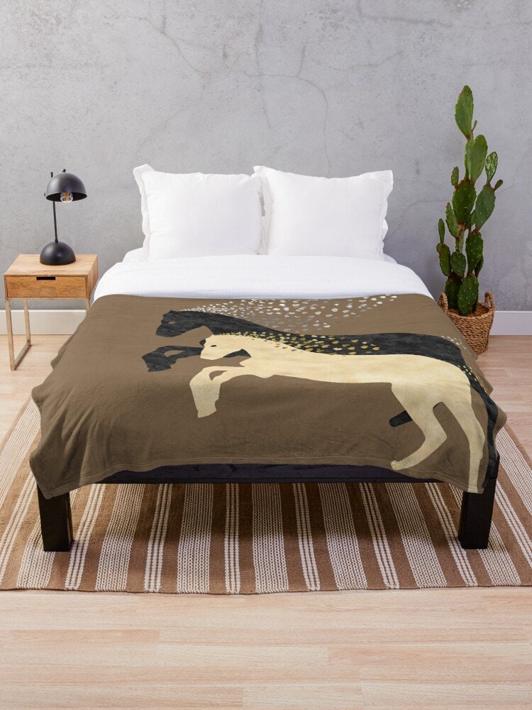 Throw Blanket Horses Animal Personalized Color 68x80 51x60 Etsy
