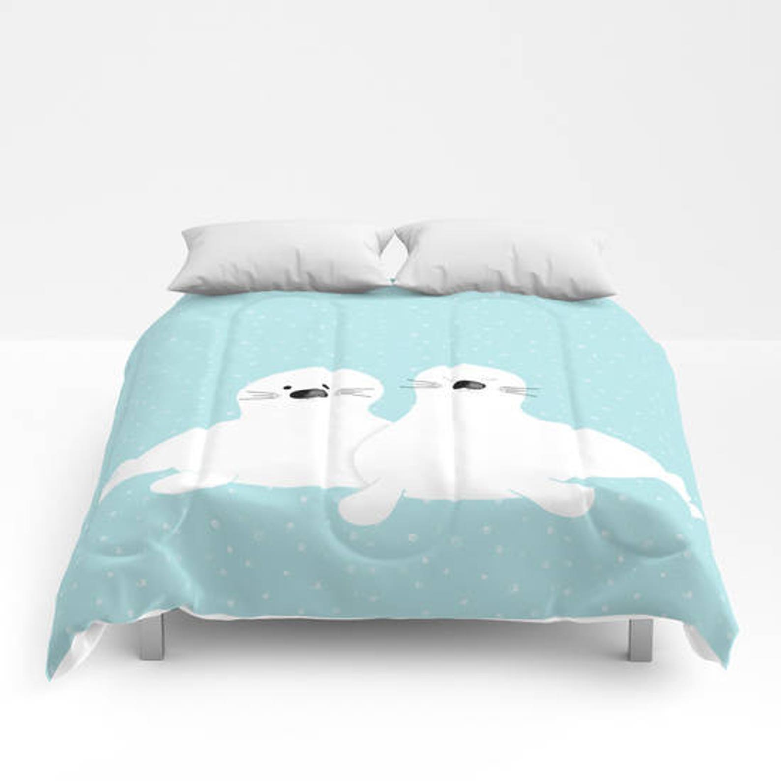 White Baby seal Duvet cover Personalized Nautical Bedding Fish Etsy