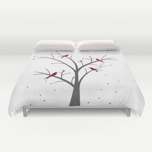 Shops Trees with Birds Duvet Cover Personalized