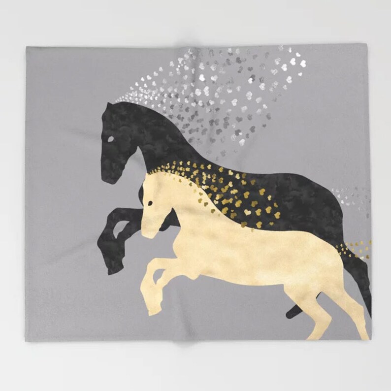 Throw Blanket Horses Animal Personalized Color 68x80 51x60 Etsy