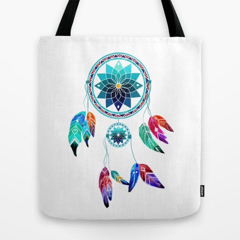 Dream Catcher Tote Bag Personalized Durable Canvas Etsy