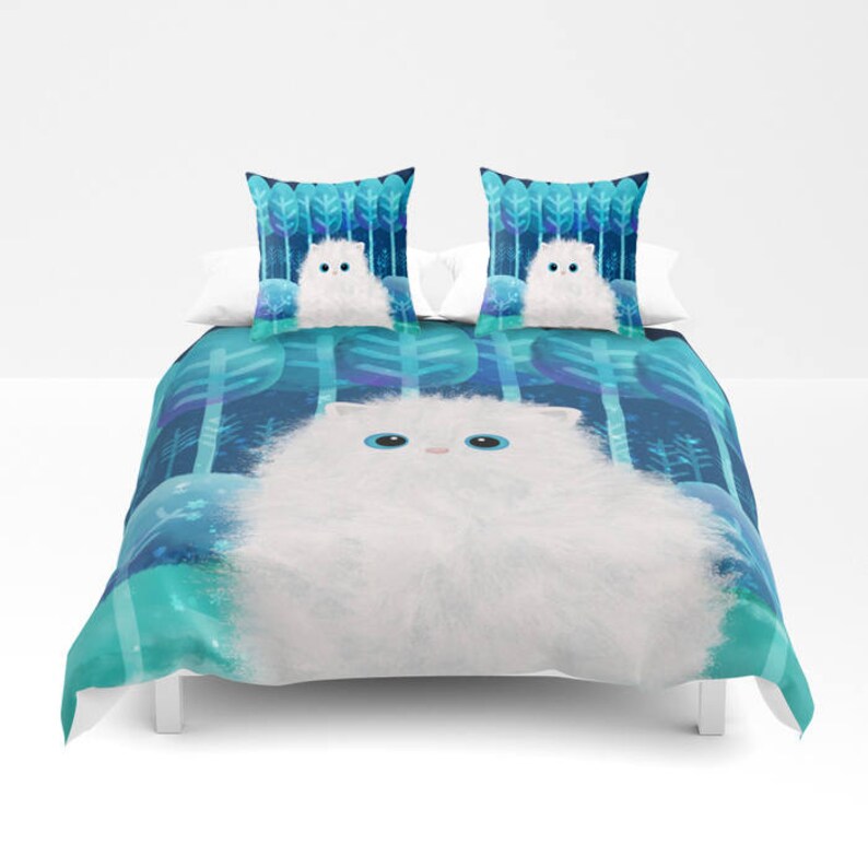 Duvet Cover Cat Kitty Nature Inspired Woodland Animal Nursery Image 0