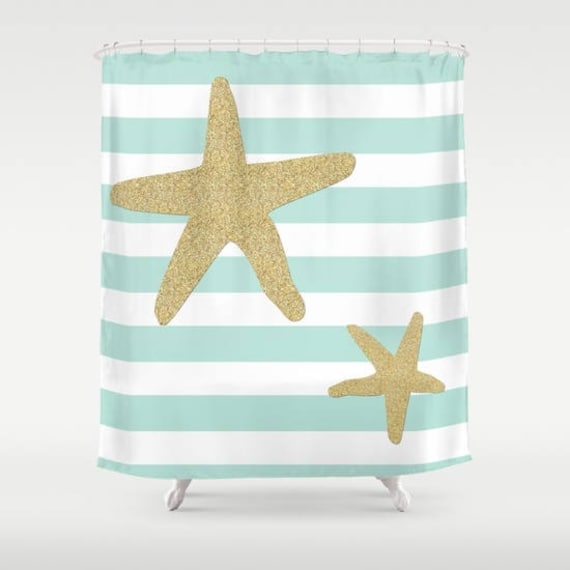 Shower Curtain Starfish Custom Stripped Seastar Sea Ocean Etsy