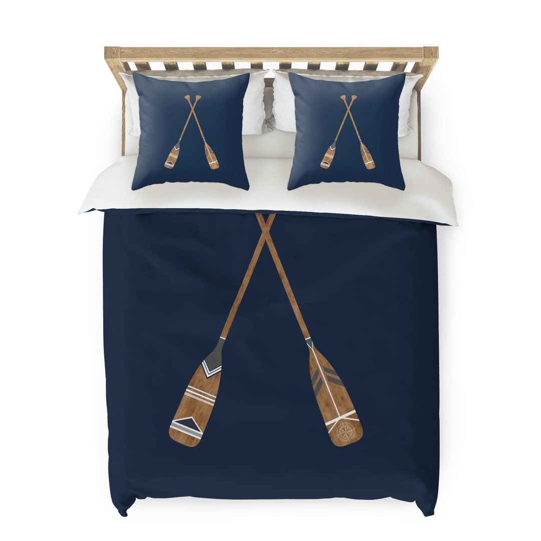 Nautical Duvet Cover With Oars Design Twin to King Bedding Sets for Sea