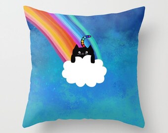 Cat Pillow with rainbow Personalized