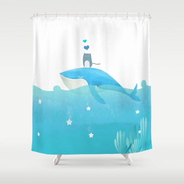 Whale Shower Curtain Etsy