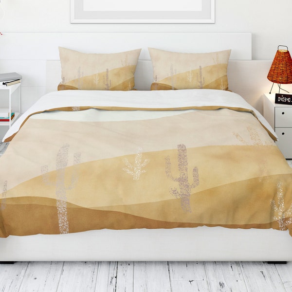Desert Cactus Duvet Cover - Earth Tone Bedding Inspired by Natural Serenity, Modern Boho Comforter for a Tranquil Bedroom Gift for women