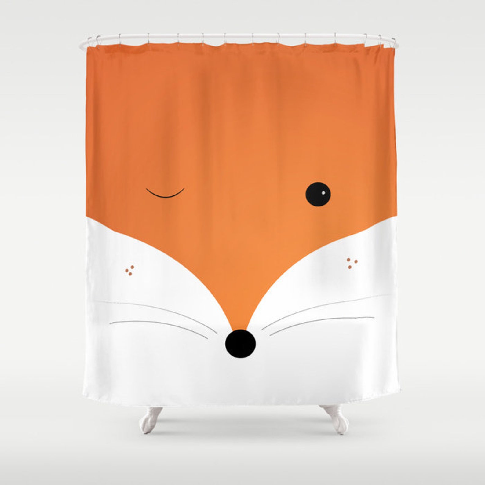 Cute Fox Shower Curtains Animal Nature Tangerine Bath Unique Etsy