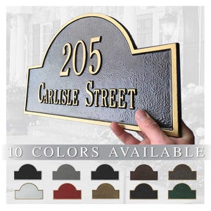 Metal Address Plaque Personalized Cast with Arch top (Large Option). Display Your Address and Street Name. Custom House Number Sign.