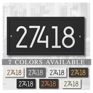 Modern Rectangle Address Plaque Personalized. Made from cast metal.  Display Your Address and Street Name. Custom House Number Sign.