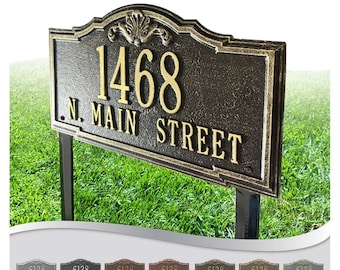 Personalized Metal Address Plaque – Lawn Mounted House Number Sign