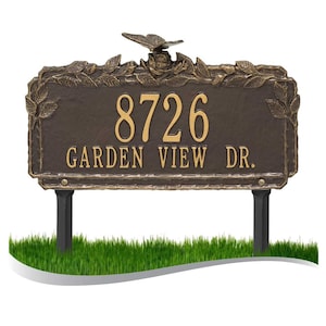 Personalized Cast Metal Yard Plaque - The Butterfly Rose Lawn Sign. 5 colors available