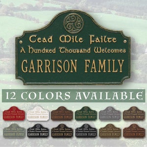 The Cead Mile Failte Plaque featuring the Gaelic phrase with personalized family name