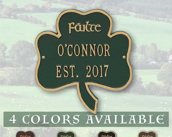 Custom Irish Shamrock House Plaque, Personalized Family Name