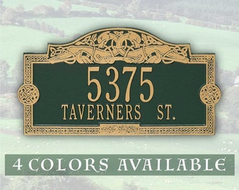 Celtic Dragon Address Plaque. Display Your Address and Street Name. Custom House Number Sign.