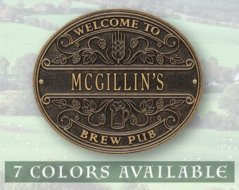 Personalized Brew Pub Plaque, Irish Bar Sign, Man Cave Decor