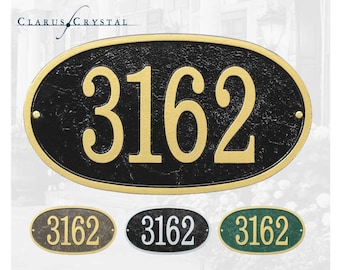 Personalized Oval Metal Address Plaques. Four Colors Available! Custom House Number Sign.