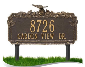 Personalized Cast Metal Yard Plaque - The Butterfly Rose Lawn Sign. 5 colors available