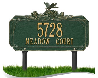 Personalized Cast Metal Yard Plaque - The Dragonfly Garden Lawn Sign. 4 colors available
