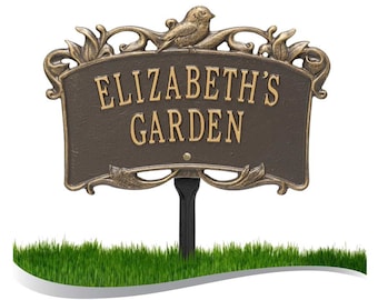Personalized Cast Metal Yard Plaque - Song Bird Garden Lawn sign. 4 Colors Available