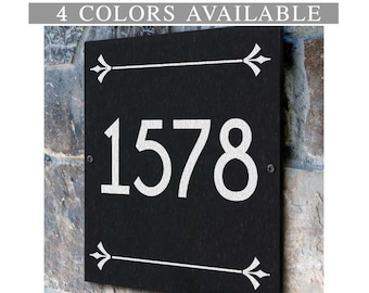Engraved Stone Address Plaque, Palmdale Square Design, Solid Stone Sign