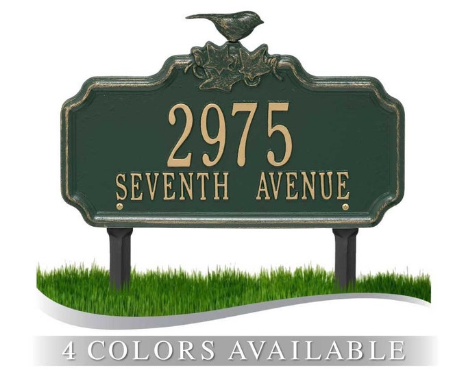 Personalized Cast Metal Yard Plaque - The Chickadee Ivy Lawn sign. 4 Colors Available