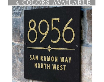 Engraved Stone Address Plaque – Square House Number Sign