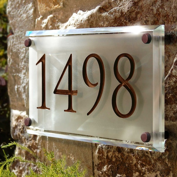 Crystal Address Plaque with Engraved Numbers. Unique and Elegant Address Sign!