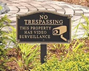 Video Camera Surveillance Yard Sign Security Warning Lawn Plaque