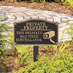 Video Camera Surveillance Private Property Yard Sign Security Warning Lawn Plaque
