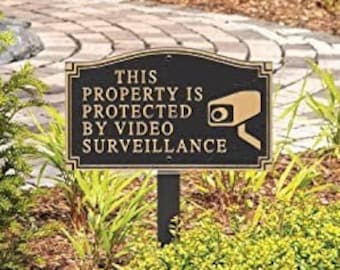 Video Camera Surveillance Yard Sign Security Warning Lawn Plaque